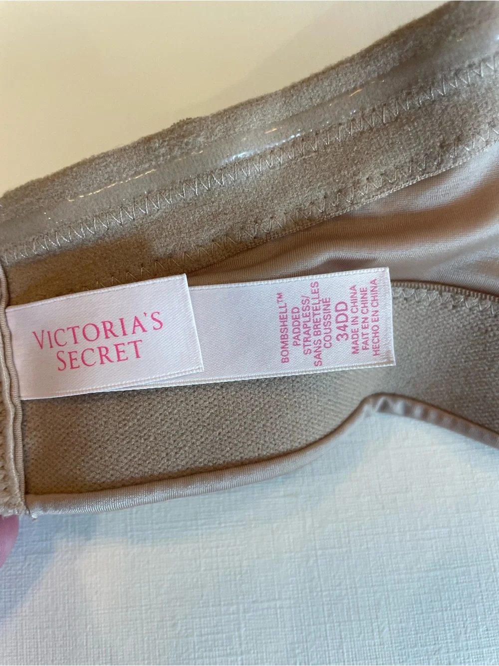 New Victoria's Secret bombshell Strapless Push-Up Bandeau in Nude 34DD